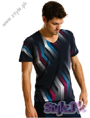 Modern Pixel Print T Shirt For Men 