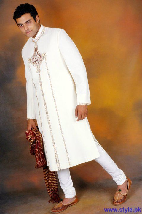 White Wedding Sherwani For Boys 