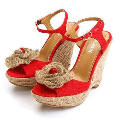 beautiful red wedge sandal 