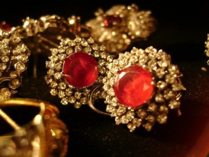 Earrings studded with rubies and Zircons 0021 300x225 