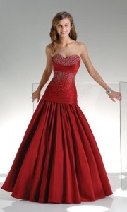 strapless red bridal ball gown 180x300 