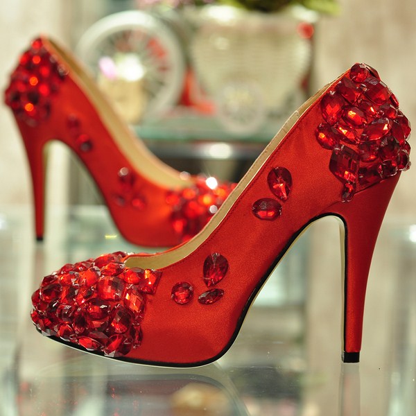 Red Bridal High Heel Shoes For Wedding