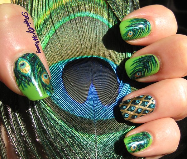 Peacock Nail Art Designs For Summer Season
