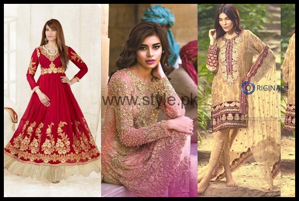 Latest Embroidered dresses 2016 for Newly Married girls