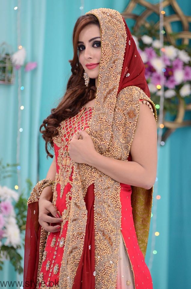 Red Bridal Dress in Nida Yasir's Good Morning Pakistan Show