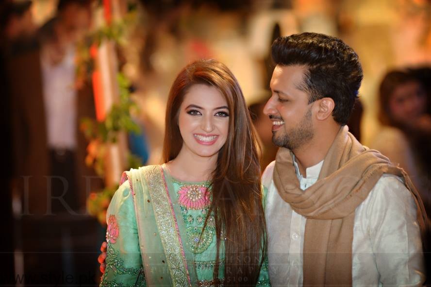 Atif Alsam with his wife at a Wedding Ceremony in Lahore
